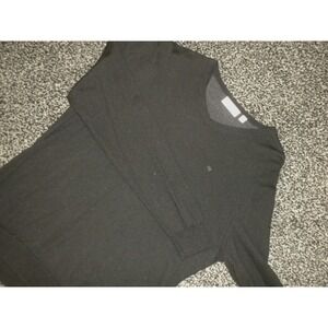 Calvin Klein Sweater Mens M Black Italian Merino Wool V Neck Long Sleeve CK Logo